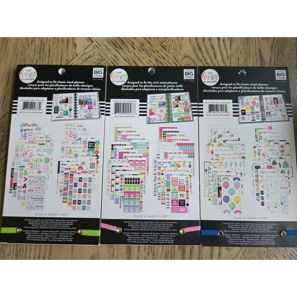 The Happy Planner Sticker Books LOT OF 3 New NWT Planner Stickers Happy Planner